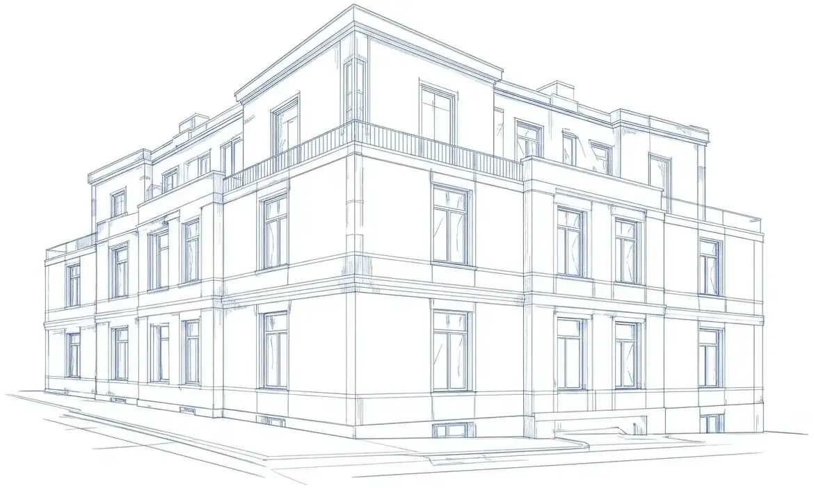 3D-Bauzeichnung eines Altbaus – Planung durch die BOTA BAU GmbH
